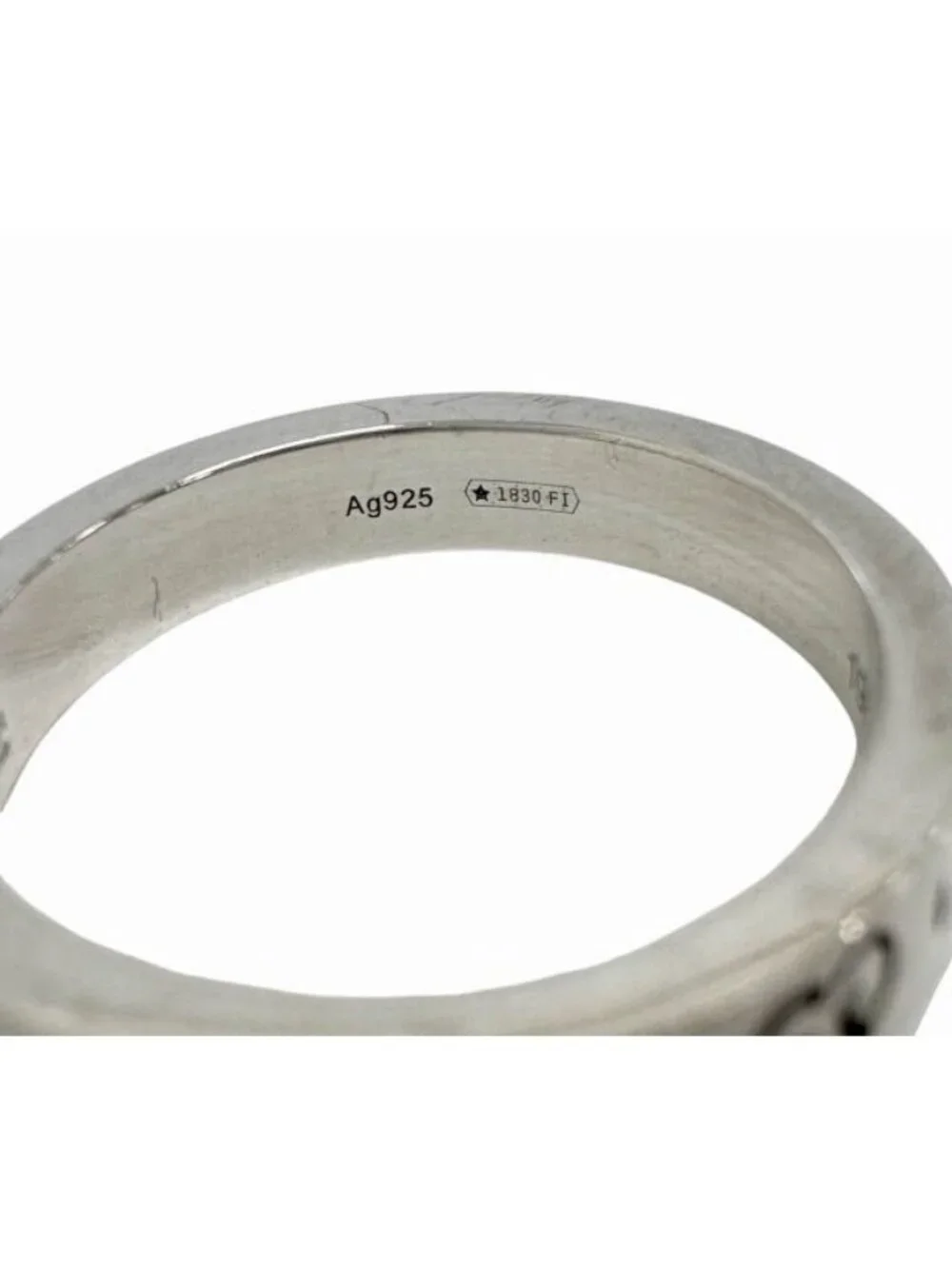 Gucci GG Logo Icon Ghost Ring 925 Sterling Silver Vintage